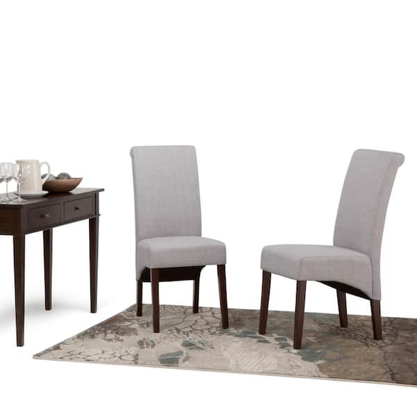 Avalon Transitional Deluxe Parson Dining Chair in Dove Grey Linen Look Fabric (Set of 2)