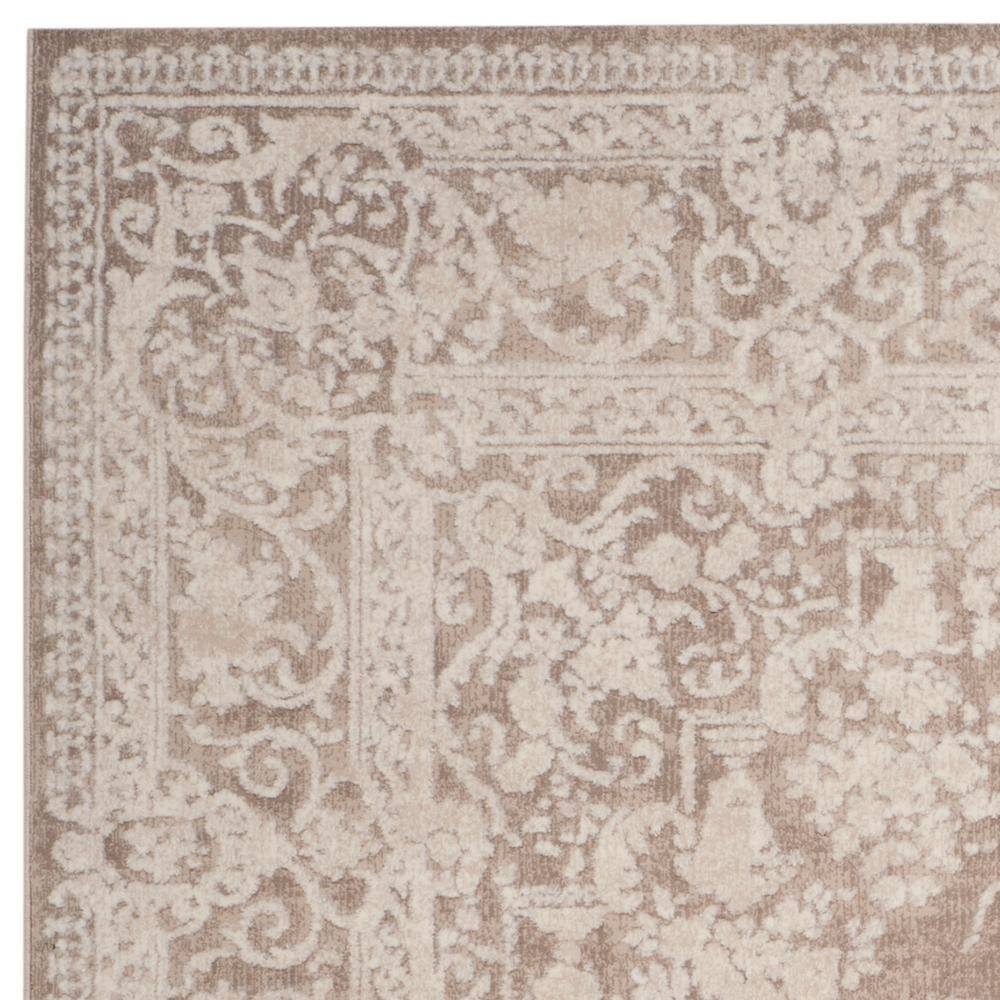 Elegant Vintage Floral Beige & Cream Synthetic Area Rug - 6' x 9'