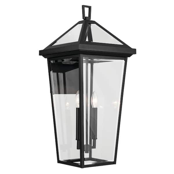 KICHLER Regence 26 in. 2-Light Textured Black Traditional Outdoor Hardwired Wall Lantern Sconce with No Bulbs Included (1-Pack)
