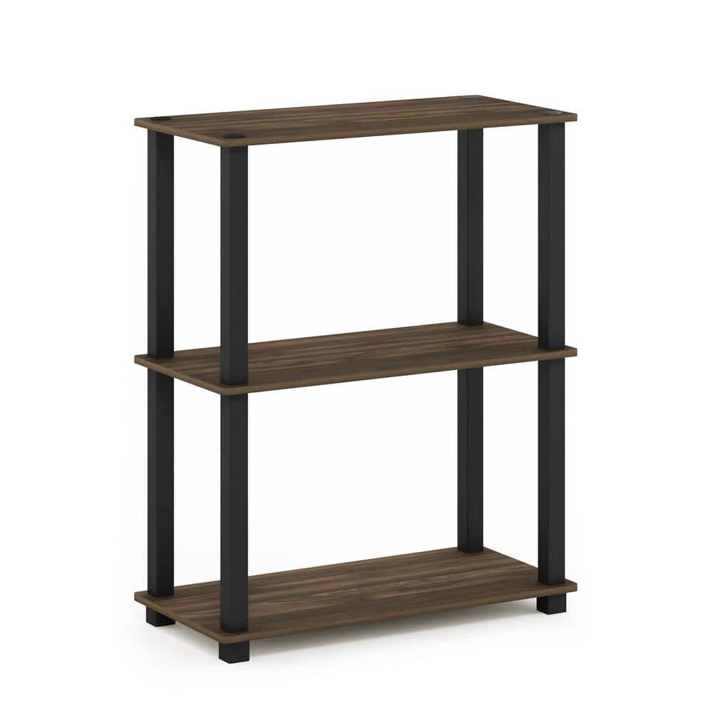 Columbia Walnut and Black Adjustable 3-Tier Wood Shelf