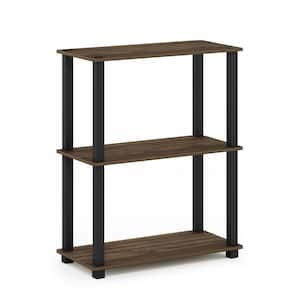 29.6 in. Tall Columbia Walnut/Black 3-Shelves Etagere Bookcases