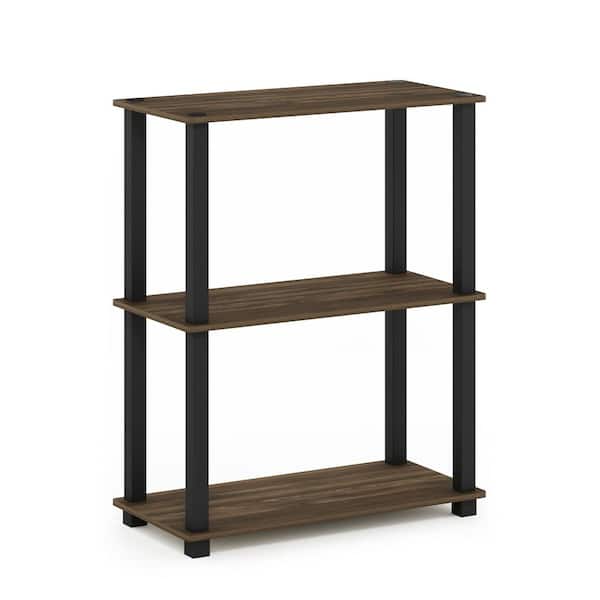 Furinno 29.6 in. Tall Columbia Walnut/Black 3-Shelves Etagere Bookcases