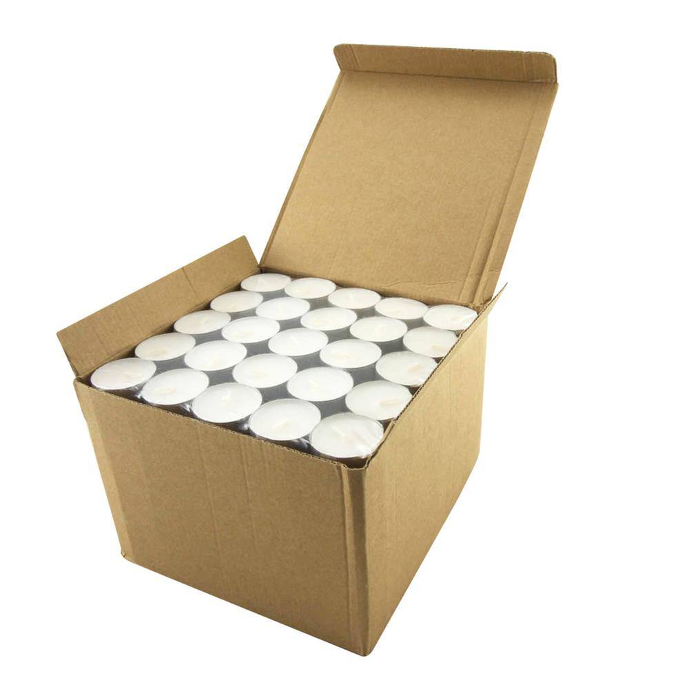 White Palm Wax Tealight Candles with Aluminum Tins, 200 Pack