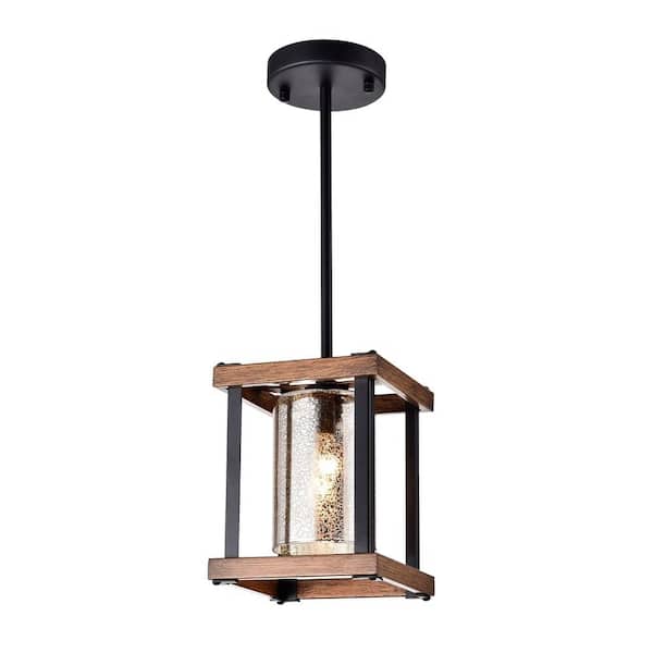Warehouse of Tiffany Asosi 48.03 in. 1-Light Indoor Brown and Black Finish Pendant Light with Light Kit