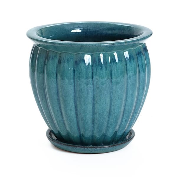 Sea Blue Bowl Round Ceramic Decorative Planter