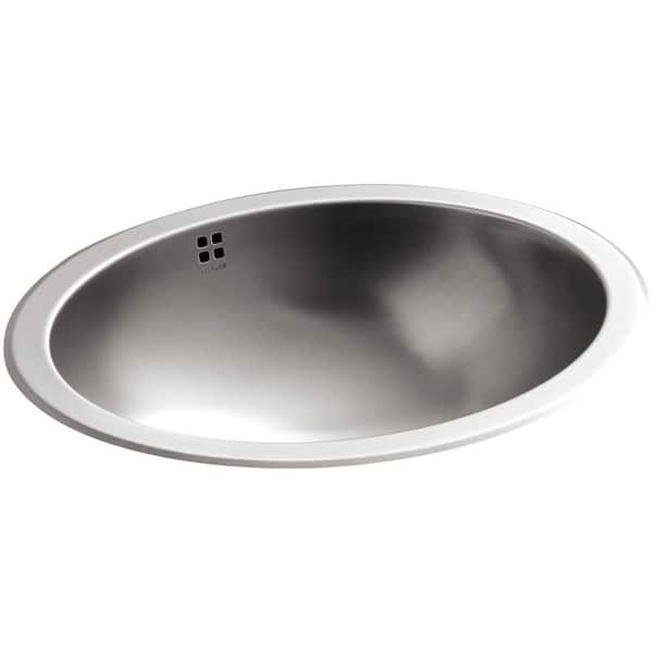 KOHLER Bachata Drop-in or Undermount Stainless Steel Bathroom Sink in Satin Finish