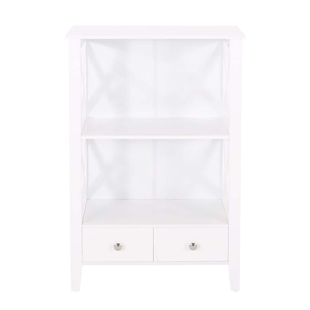 23.75 in. W x 12.5 in. D x 36.5 in. H White Short MDF Freestanding Linen Ca