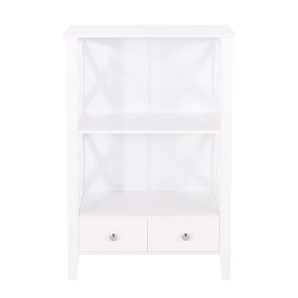 EPOWP 23.75 in. W x 12.5 in. D x 36.5 in. H White Short MDF Freestanding Linen Cabinet with 2 Drawers in White