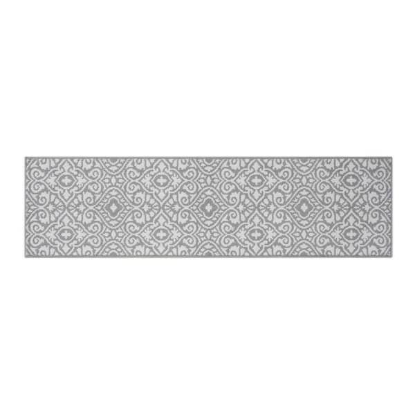 Feya 2-Tone Light Grey/Ivory 2 ft. x 6 ft. Tufted Persian Polypropylene Runner Rug
