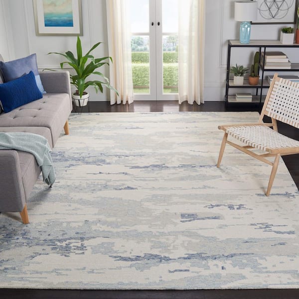 Abstract Ivory/Blue 11 ft. x 15 ft. Abstract Sky Area Rug