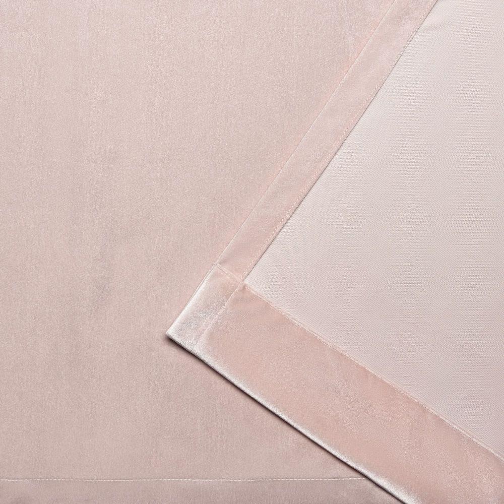 Blush Velvet Light-Filtering Pleated Window Curtain Panels