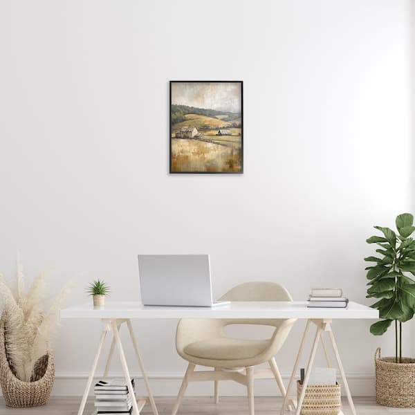 Rustic Farmland and Rolling Hills by Petal Prints Design Black Framed Nature Giclee Art Print 20 in. x 16 in.