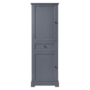 22.24 in. W x 11.81 in. D x 65.15 in. H Gray MDF Freestanding Linen Cabinet with 2-Doors and Drawer