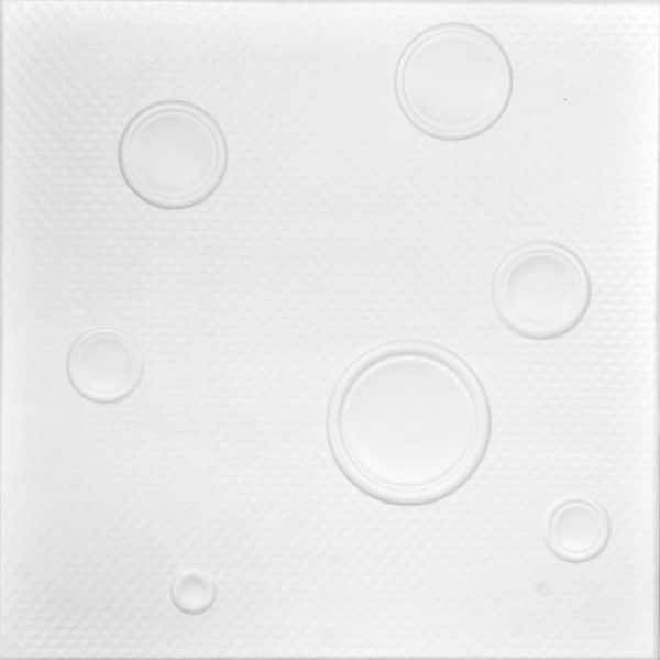 A La Maison Ceilings Bruno Ultra Pure White - Satin (Behr) 1.6 ft. x 1.6 ft. Decorative Foam Glue Up Ceiling Tile (21.6 sq. ft./case)
