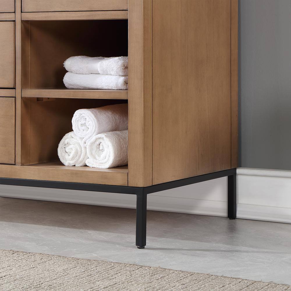 Kesia 48" Brown Pine Single Bathroom Vanity with White Stone Countertop