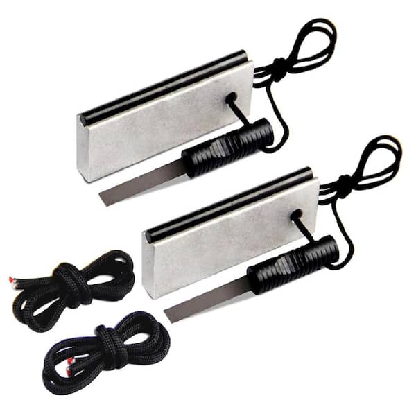 SenQWFa 3 in. Black Magnesium Fire Starter, Waterproof Flint Steel with Paracord and Tinder, Survival Gear Kit (2-Pack)