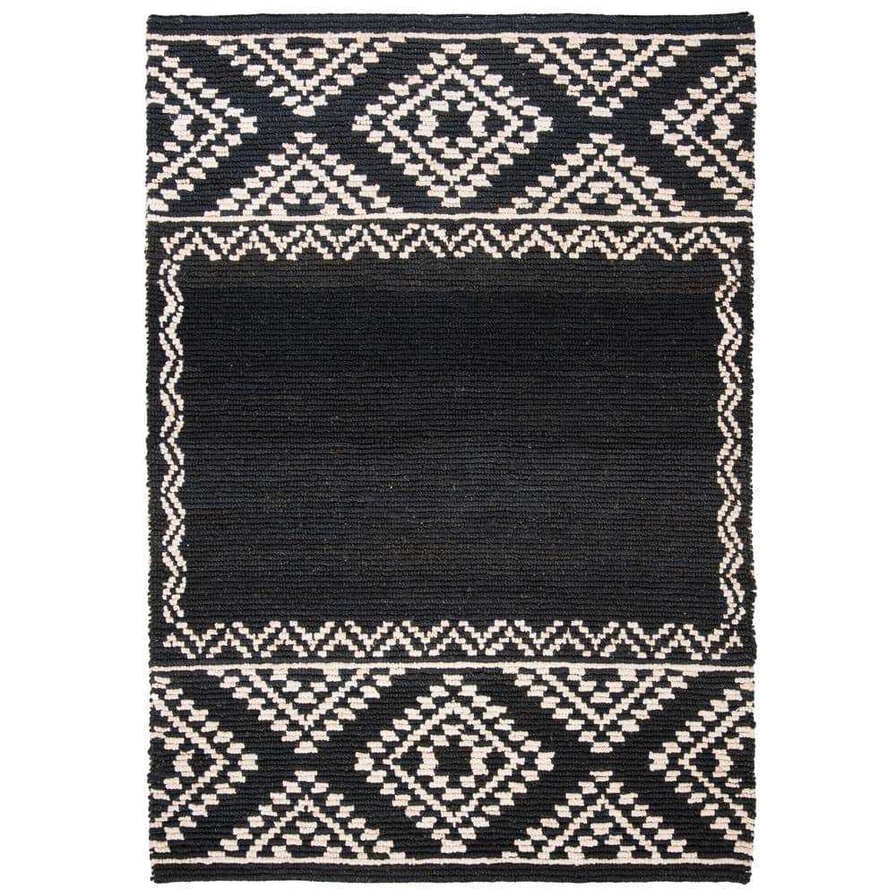 Hand-Knotted Easy Care Black Jute 5' x 8' Area Rug