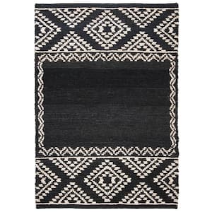 Natural Fiber Black 5 ft. x 8 ft. Aztec Border Area Rug