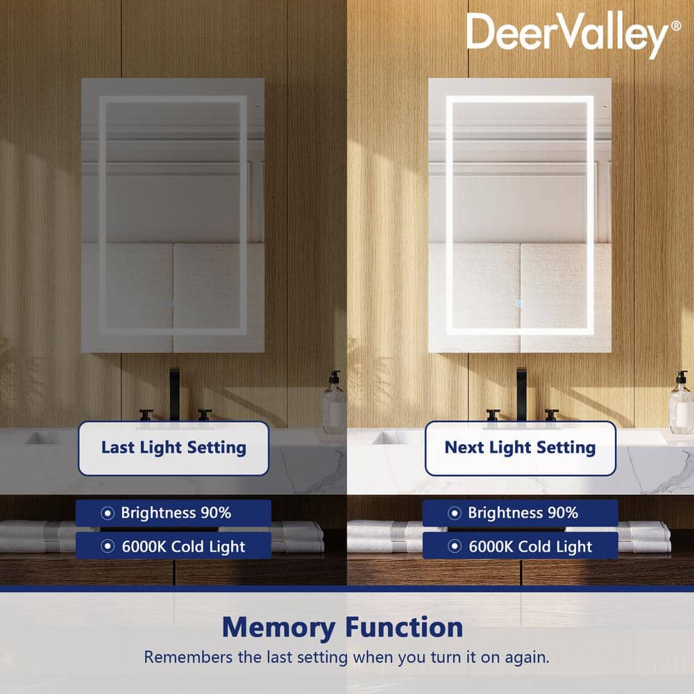 24'' W x 36'' H LED Lighted Wall Mounted Medicine Cabinet with Mirror