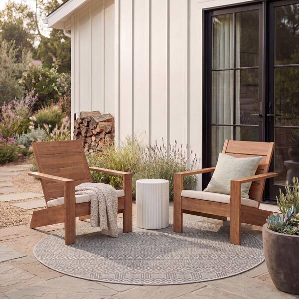 Courtyard 5 x 5 Brown/Gray Tribal Round Rug