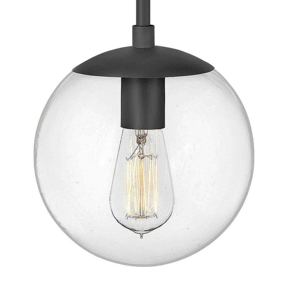 Warby Mid-Century Modern Black and Clear Glass Dimmable Sconce