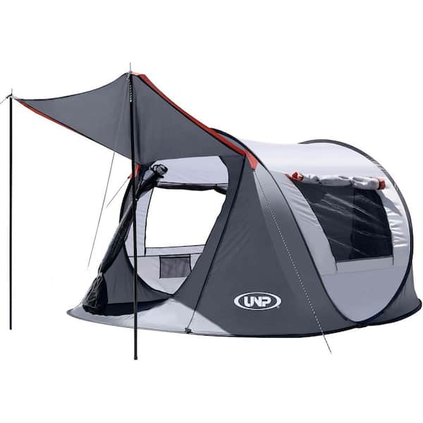 Zeus & Ruta 3-Person Gray Camping Tents Instant Portable Beach Tent Easy Pop Up Shade Tents with 2 Doors and Carrying Bag