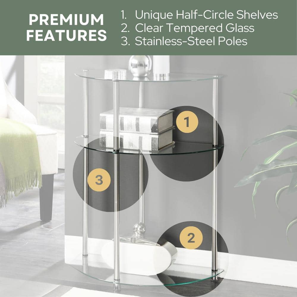 Elysian Chrome-Finished Stainless Steel and Clear Glass Console Table