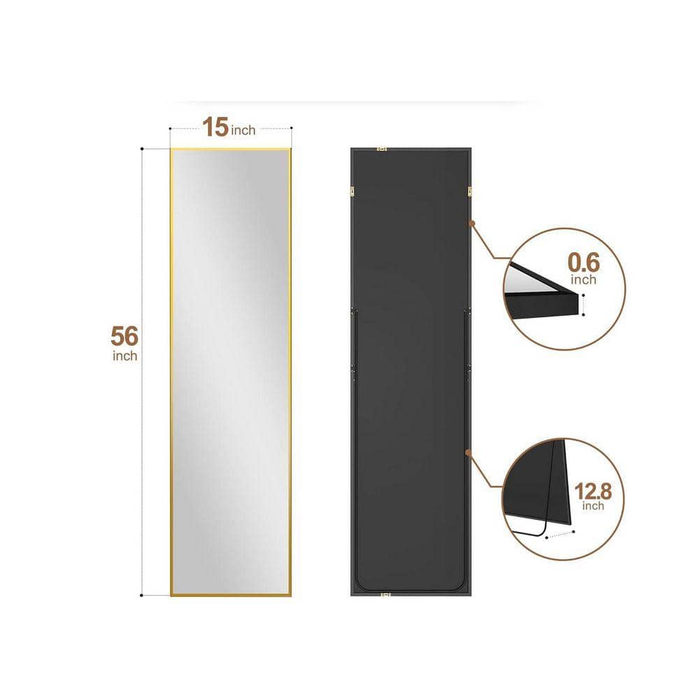Gold 15 in. W x 56 in. H Rectangle Aluminum Full Length Mirror
