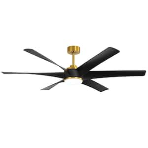 Hector II 65 in. Integrated LED Indoor Black-Blade Gold Ceiling Fan with Light and Remote Control Included