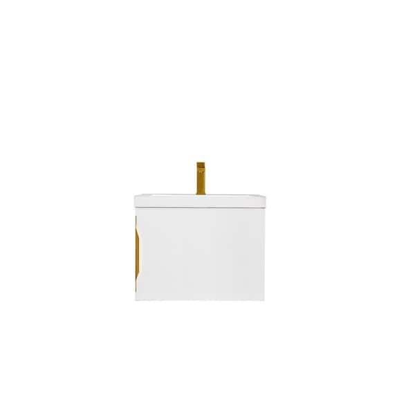 Columbia 23.6 in. W x 18.1 in. D x 16.9 in. H Single Bath Vanity in Glossy White with White Glossy Composite Stone Top