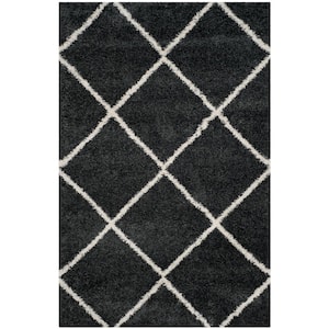 Hudson Shag Dark Gray/Ivory 5 ft. x 8 ft. Geometric Diamonds Area Rug