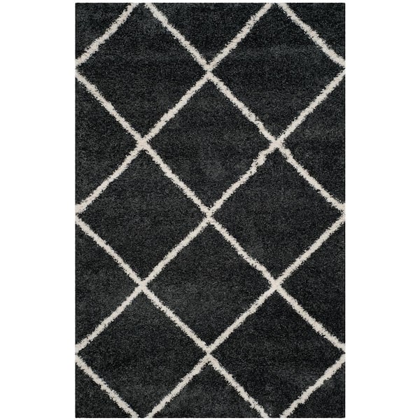 SAFAVIEH Hudson Shag Dark Gray/Ivory 5 ft. x 8 ft. Geometric Diamonds Area Rug
