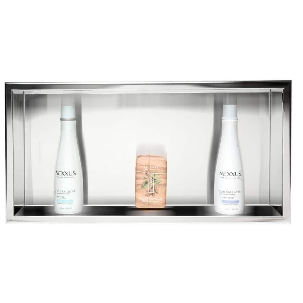 Polished Stainless Steel Horizontal Shower Niche Shelf