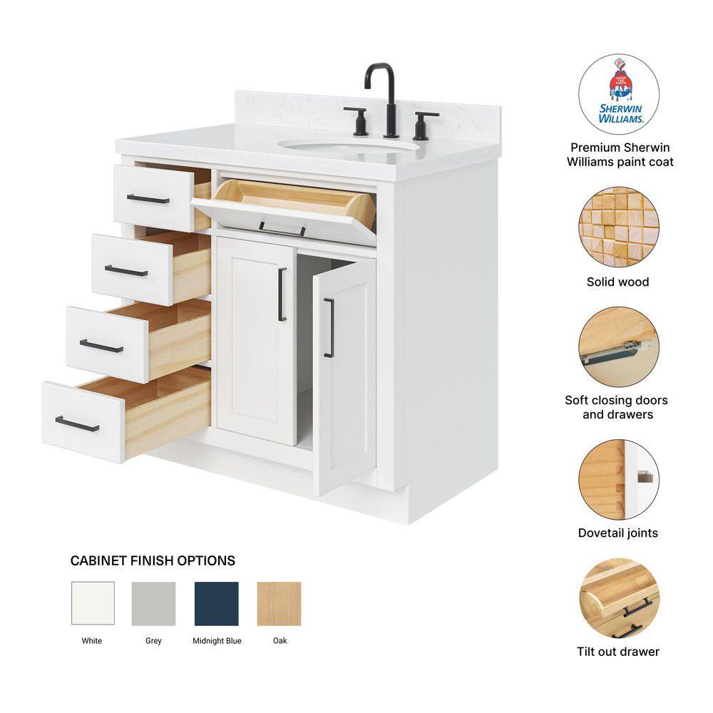 Hepburn 36" White Freestanding Single Basin Vanity Set