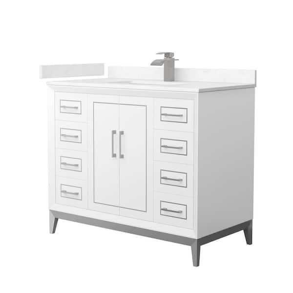 Wyndham Collection Marlena 42 in. W x 22 in. D x 35.25 in. H Single Bath Vanity in White with Carrara Cultured Marble Top