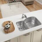 Undermount Stainless Steel 32 in. Double Bowl Kitchen Sink with Additional Accessories