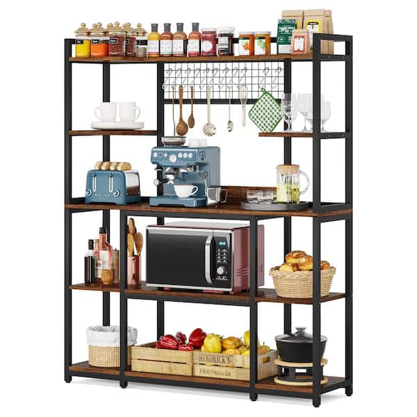 BYBLIGHT Keenyah Rustic Brown 5+ Shelves Metal 55 in. W Baker's Rack