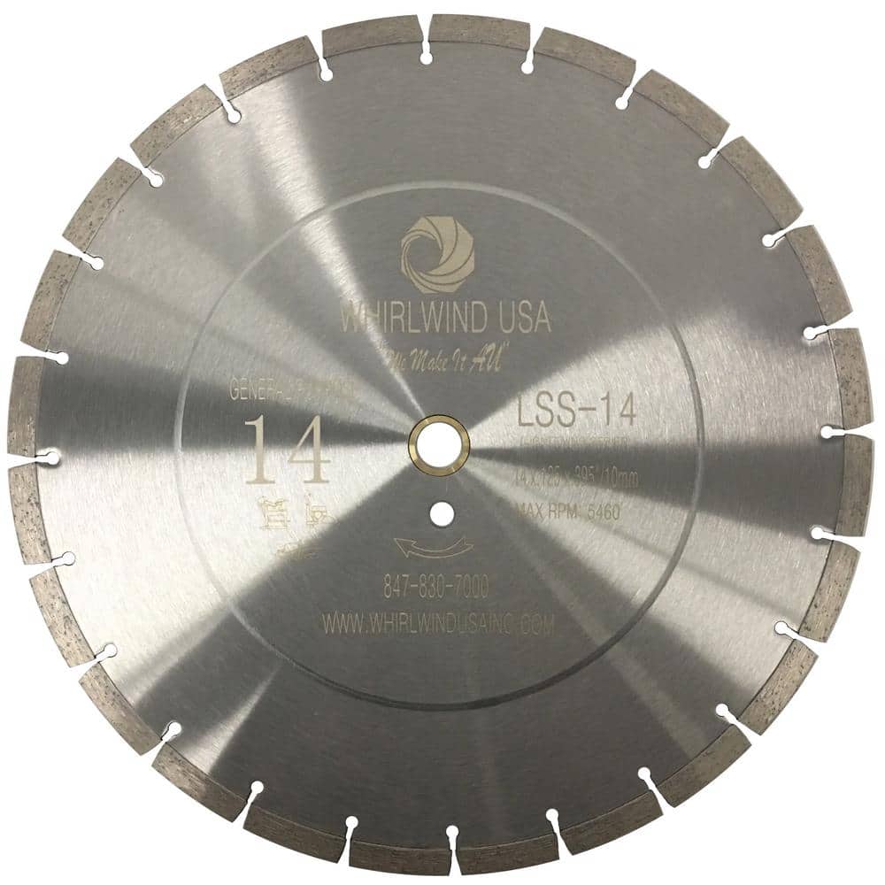 Whirlwind USA 14 in. 24-Teeth Segmented Diamond Blade for Dry or Wet  Cutting Concrete, Stone, Brick and Masonry LSS 14 The Home Depot