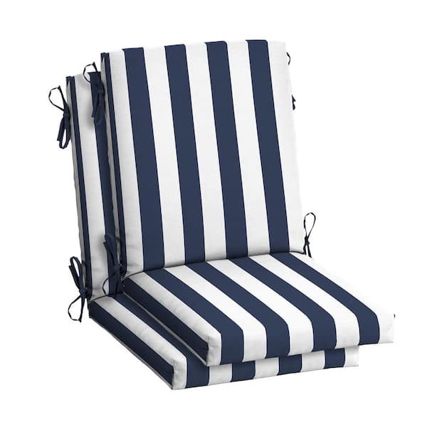 ARDEN 20 in. x 20 in. Sapphire Blue Cabana Stripe High Back Outdoor Dining Chair Cushion (2-Pack)