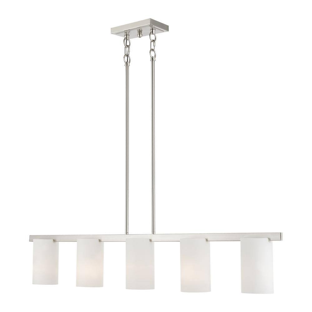 Astoria 5-Light Brushed Nickel Chandelier with Satin Opal Glass Shades
