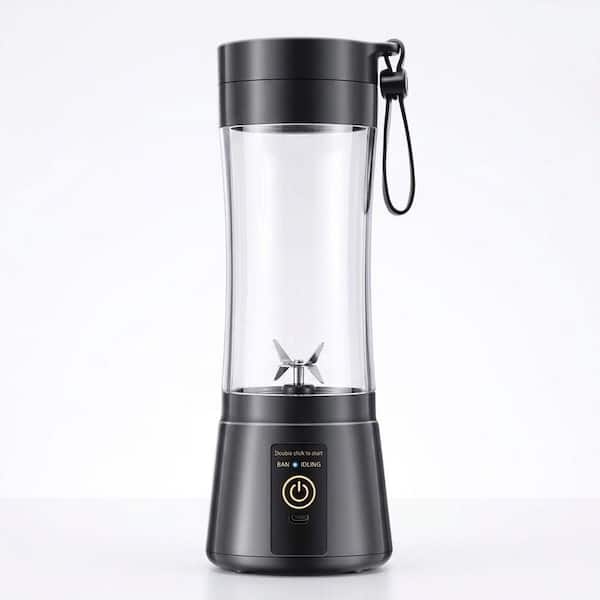 Black 380ML Food Grade Plastic Personal Blender, 6 Stainless Steel Blades Portable Fresh Juicer