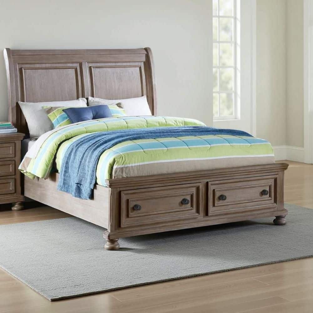 Jira Taupe Gray Wood Frame Twin Size Panel Bed with Storage price history on PriceWatchPro