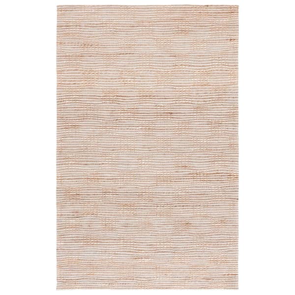 Natural Fiber 4 ft. x 6 ft. Natural/Ivory Distressed Grid Area Rug