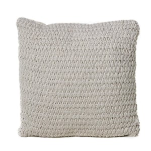 Despina Ivory Faux Yarn Fabric 17 in. x 17 in. Throw Pillow (Set of 2)