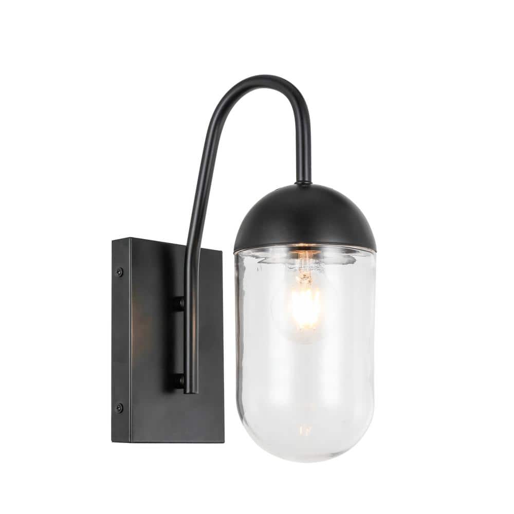 Timeless Home Kendra 18188.188 in. W x 188.188 in. H 18 Light Black and Clear Glass  Wall Sconce LVNW182336BK