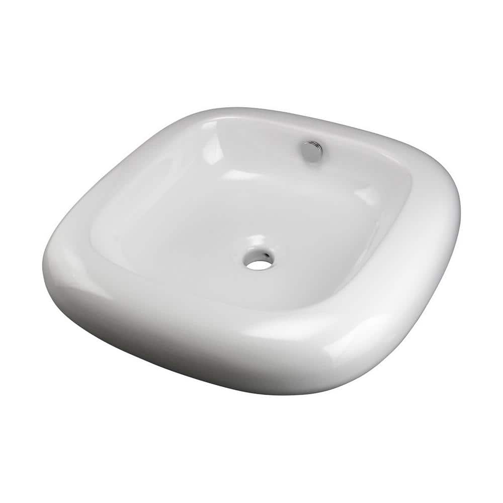 Capri 21" White Ceramic Countertop Vessel Sink with Reno-Gloss Finish