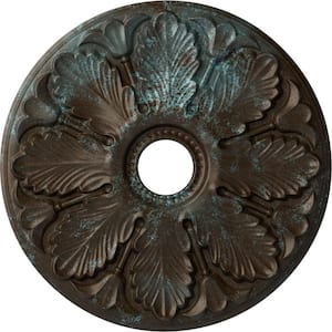 1 in. x 24-1/2 in. x 24-1/2 in. Polyurethane Milan Ceiling Medallion, Bronze Blue Patina