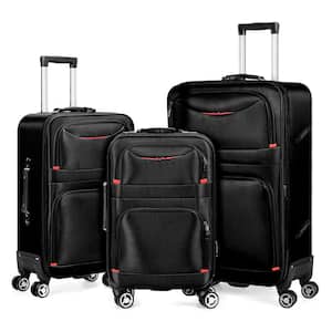 Softside Expandable Luggage Set with TSA Lock and 8-Wheel Spinner in Elegant Black, 3-Piece