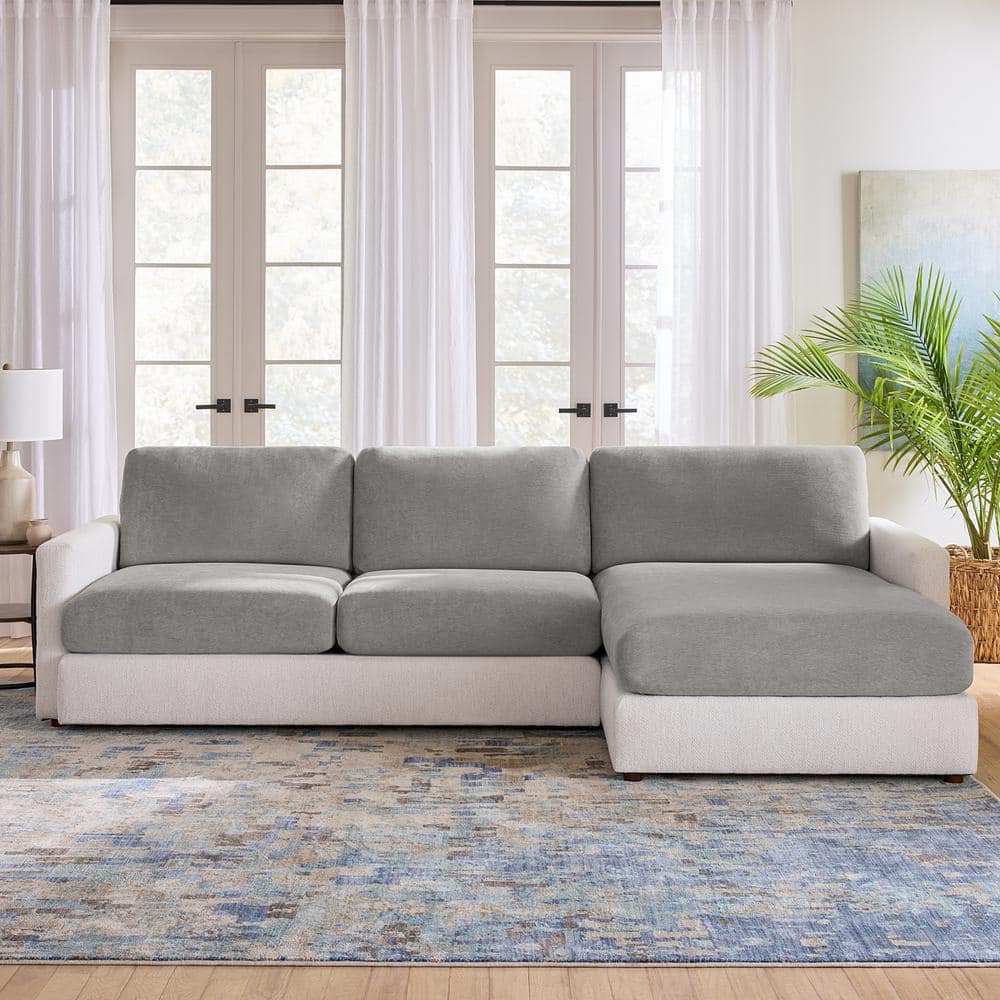Gray Stretch Polyester Sofa Cushion Cover