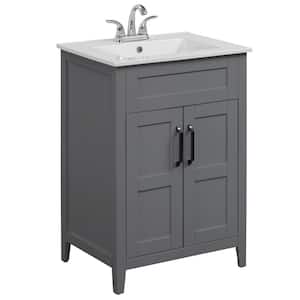 24 in. W x 18 in. D x 34 in. H Single Bathroom Vanity Top in Huron Gray with Sink Included